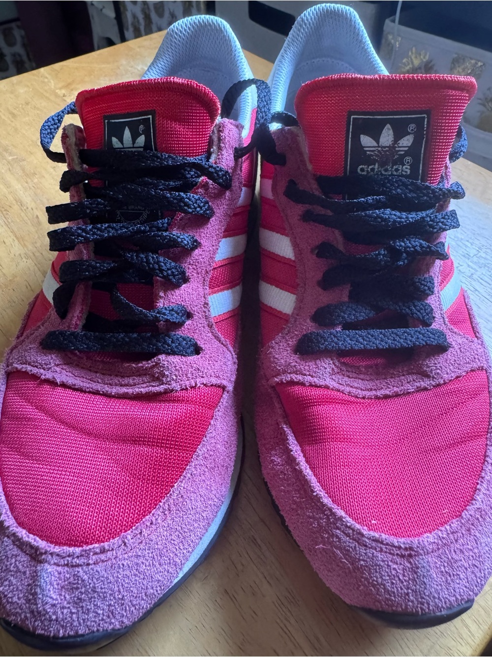 adidas Red & Pink Retro Trainer with Black Laces Men's 6, Women's 7.5